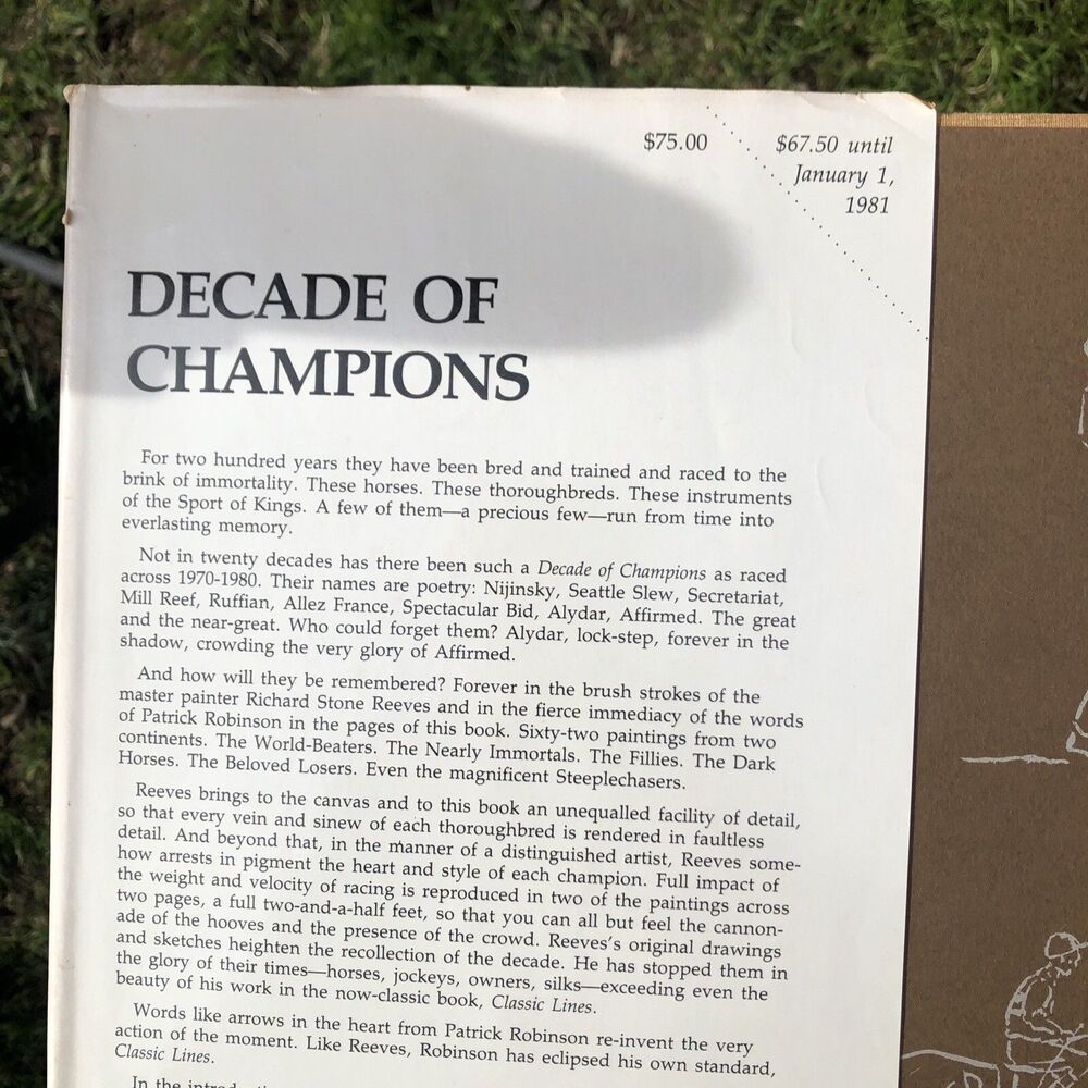 Decade of Champions...Thoroughbred Racing 1970-80 Large Hardcover Book 1st Ed. - Picture 2 of 8